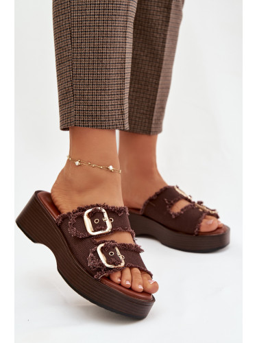 Дамски джапанки на платформа с катарами