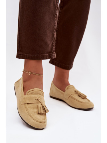 Дамски мокасини с пискюли, жълти Marilisse