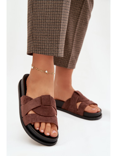 Дамски джапанки от еко велур с каишки
