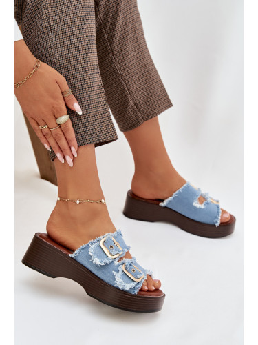 Дамски джапанки на платформа с катарами