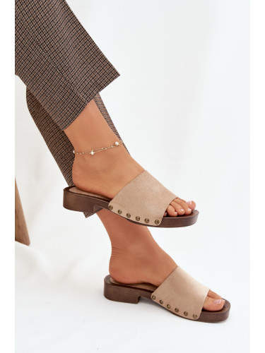 Дамски джапанки с плоски токчета и златни катарами