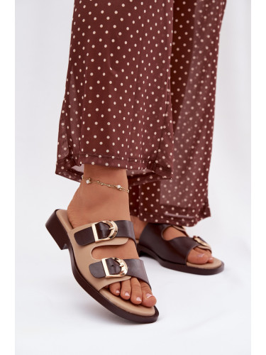 Дамски джапанки с катарами, бежово-кафяви