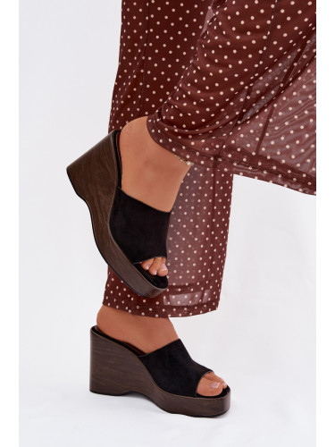 Дамски чехли на платформа Ravelia черни