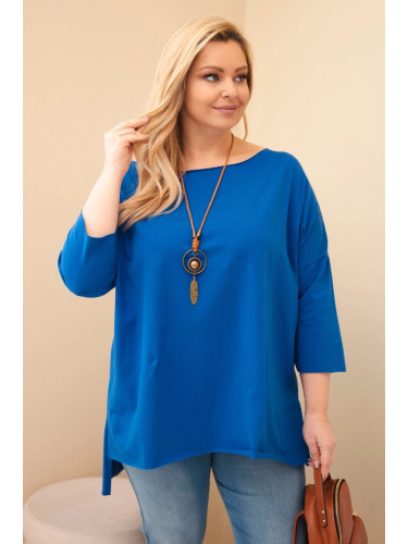 Асиметрична блуза за жени с колие, големи размери
