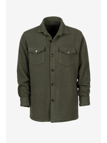 Луксозна мъжка риза-яке в маслиненозелен цвят