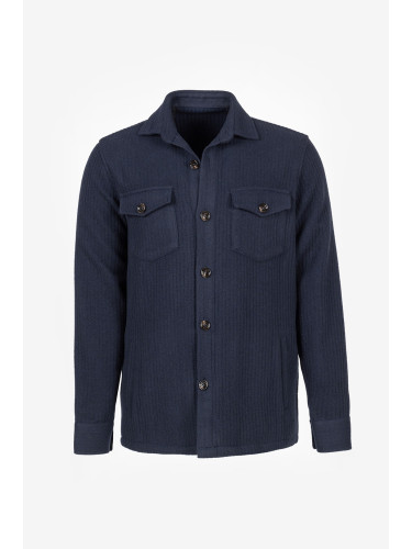Луксозна мъжка риза-яке в син цвят