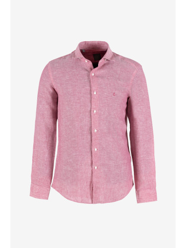 Риза лен Slim Fit наситено розово