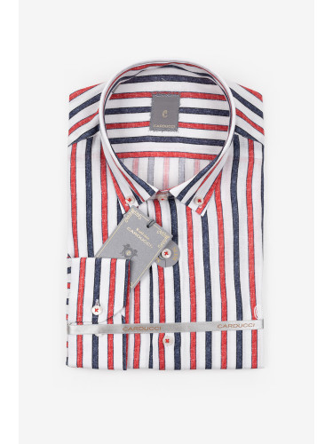 Риза Slim fit червено райе