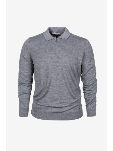 Блуза с яка и цип сива