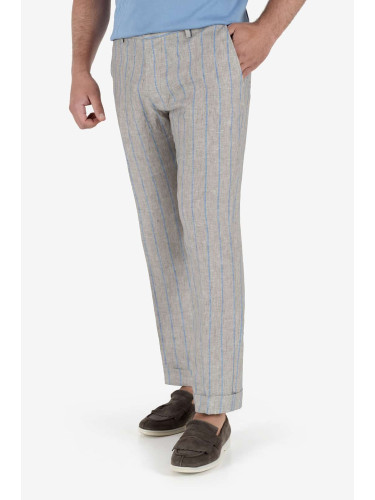 Панталон лен райе сиво/синьо
