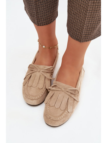 Дамски бежови мокасини Glorina