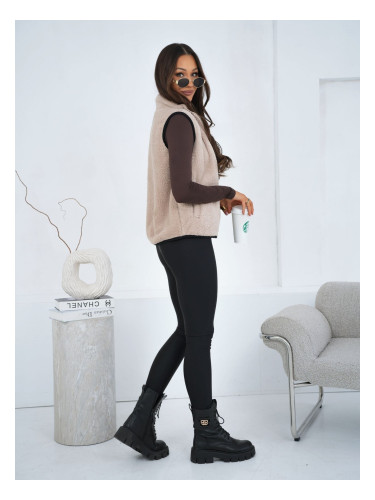 Дамски светлобежов елек