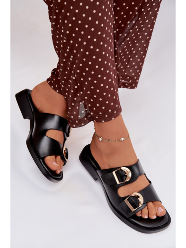 Дамски чехли със златни катарами Danelle