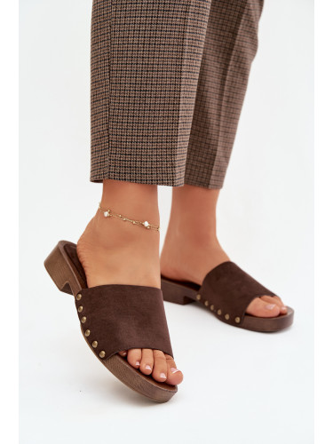 Дамски джапанки с декоративни златни капси