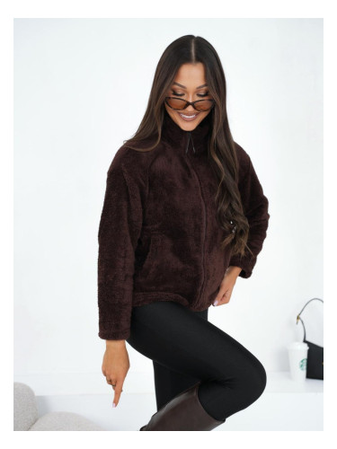 Тъмнокафяв суитшърт от изкуствена кожа