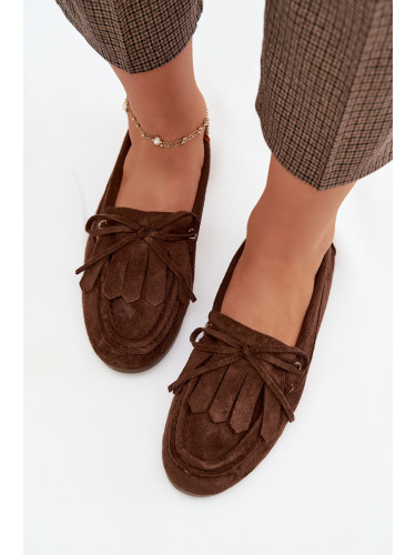 Дамски мокасини с връзки и пискюли Glorina