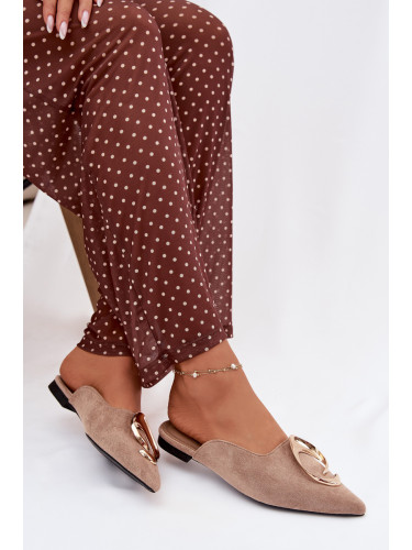 Дамски джапанки тип „муле“ с декоративни златни детайли