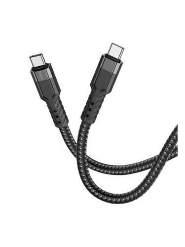 Кабел USB-C - USB-C, HOCO U110, 60W, 3A, 1.2м, екстра устойчив, Черен