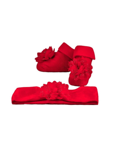 Бебешки комплект чорапи и лента с цвете в червен цвят  Mayoral