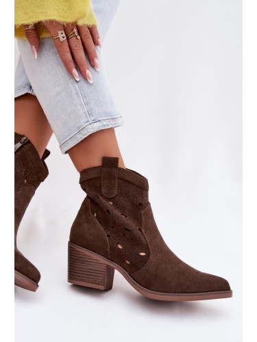 Дамски каубойски ботуши до глезена с връзки