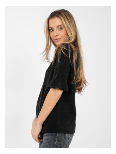 Черен пуловер с къс ръкав