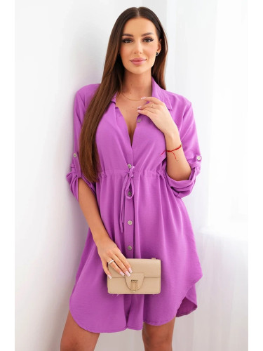 Лилава рокля Кеси с копчета и връзки