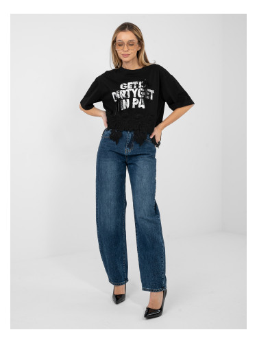 Черна блуза с къс ръкав