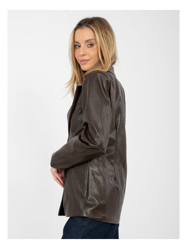 Дамско кожено яке в тъмнокафяв цвят