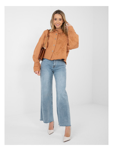 Дамско дънково яке в тъмно оранжево