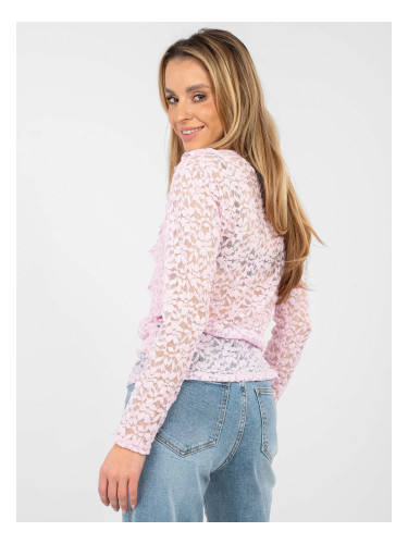 Светло розова дантелена блуза