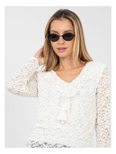 Дантелена блуза екрю