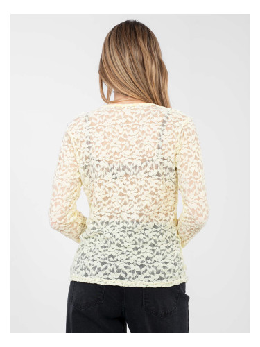 Светложълта дантелена блуза