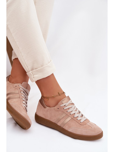 Ниски велурени кецове Zazoo N1068, розови