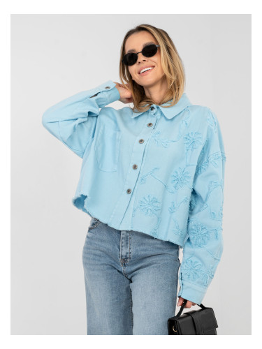 Светлосиньо дънково яке с бродерия
