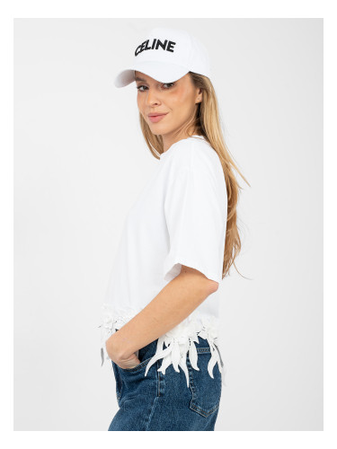 Бяла блуза с декоративна облицовка