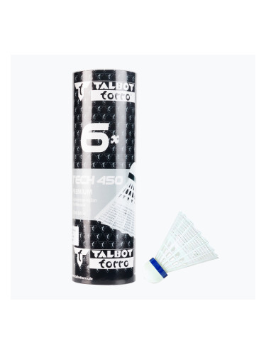 Совалки за бадминтон Talbot-Torro Tech 450, Premium Nylon 6 бр., бели 469182