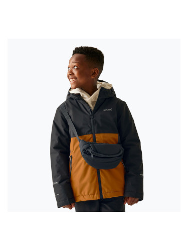 Детско ветроустойчиво яке REGATTA Hillain Warm black/pumpkin spice/ash