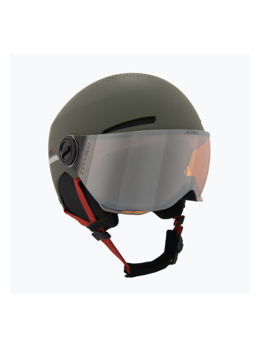 Детска ски каска Alpina Zupo Visor Q-Lite olive/red matt