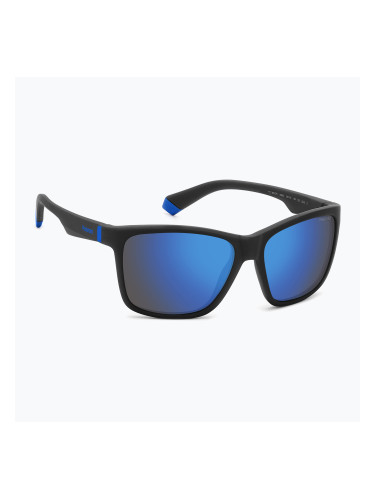 Детски слънчеви очила Polaroid PLD 8057/S матово черно/синьо огледало с поляризация