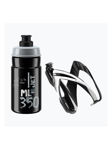 Elite CEO Jet комплект за велосипед кошница + бидон 350ml черно гланцово/черно/лого сиво