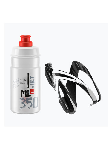 Elite CEO Jet комплект за велосипед кошница + бидон 350ml черен гланц/бяла графика/ясен/лого червен