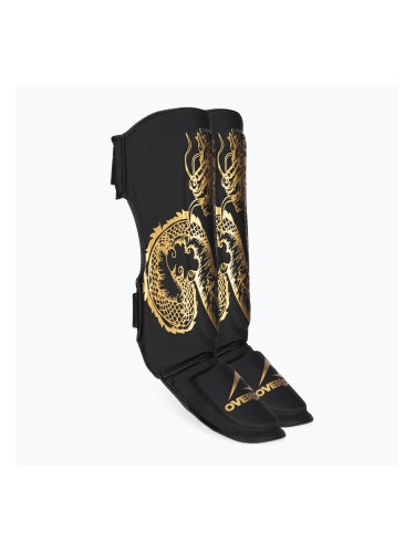 Overlord Legend черни/златни кожени протектори за пищяли и стъпала 301005-BK_GO