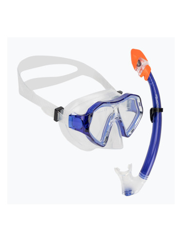 Детски комплект за гмуркане с шнорхел AQUASTIC Shelly маска + шнорхел тъмно синьо