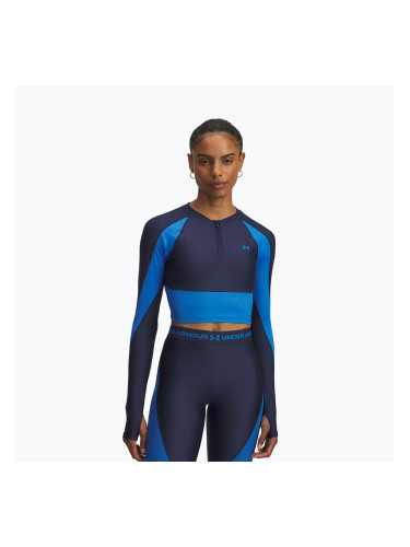 Дамска тренировъчна блуза с дълъг ръкав Under Armour HeatGear Rib 1/4 Zip washed navy/blue atlantis/blue atlantis