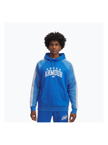 Мъжки суитшърт Under Armour Rival Fleece Colorblock Hoodie blue atlantis/white