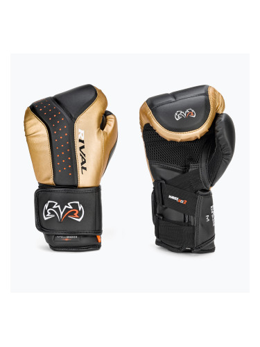 Боксови ръкавици Rival RB10 Intelli-Shock Bag черни/златни