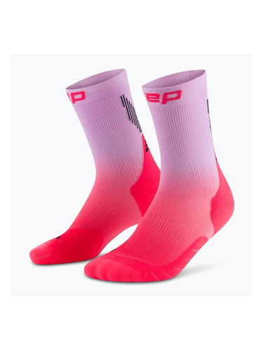 CEP мъжки чорапи за компресия Run Edt. Gradient Mid Cut Compression 5.0 pink/lilac fade