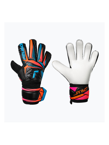 Вратарски ръкавици Reusch Attrakt Solid black/aqua blue/shocking orange