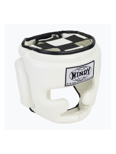 WINDY боксова каска от естествена кожа бяла