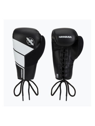 Hayabusa S4 Lace Up боксови ръкавици бели S4LACBG-BK